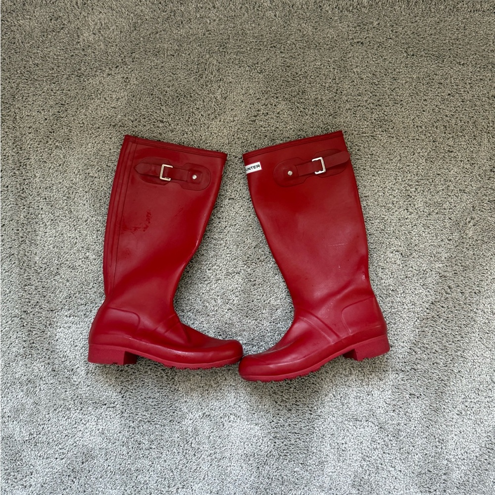 Hunter Red Tall Rain Boots